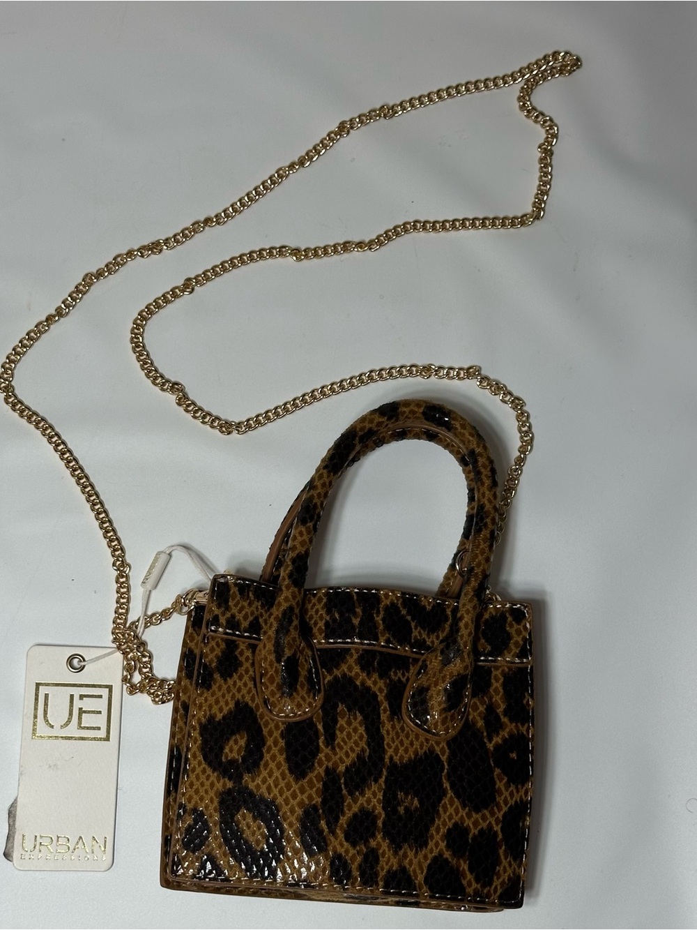 Urban Expressions Leopard-Print Mini Bag with Gold Chain